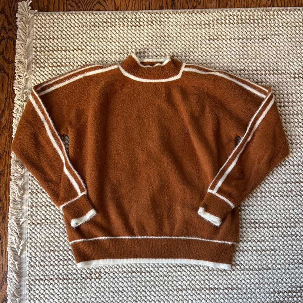 Peppermint Brown and White Crewneck Sweater